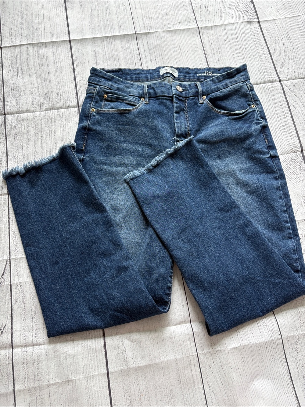 Nicole Miller SOHO High-Rise Slim Straight Jeans - Dark Blue Size 12 - Picture 11 of 13